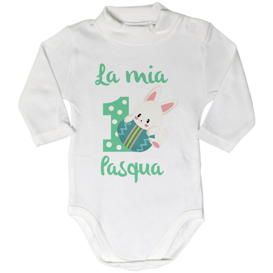 Body lupetto neonato personalizzabile con nome prima pasqua con coniglietto Pasqua