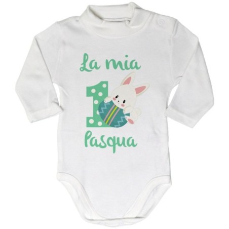 Body lupetto neonato personalizzabile con nome prima pasqua con coniglietto Pasqua