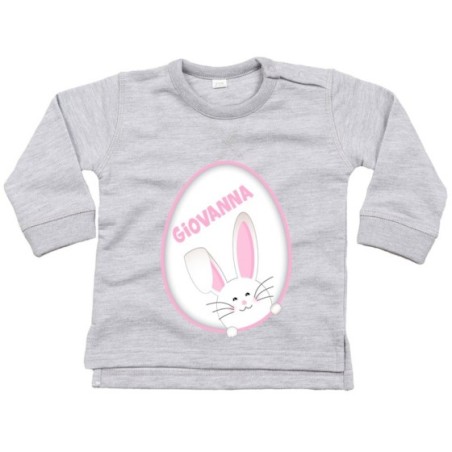 Felpa neonato personalizzata con nome coniglietto sbuca...
