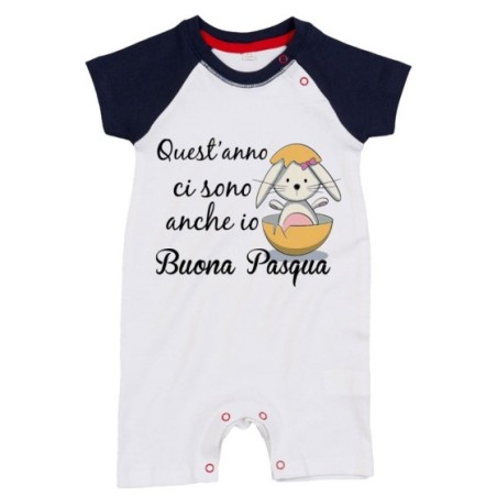 Pagliaccetto neonato quest'anno ci sono anch'io buona pasqua Pasqua