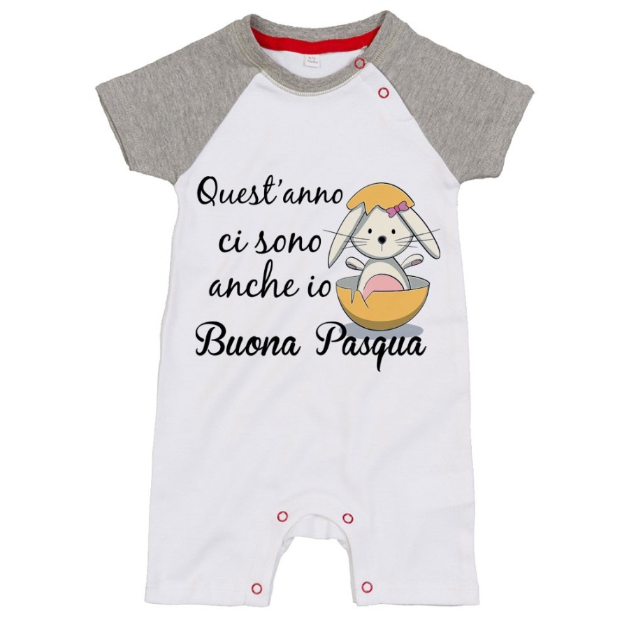 Pagliaccetto neonato quest'anno ci sono anch'io buona pasqua Pasqua
