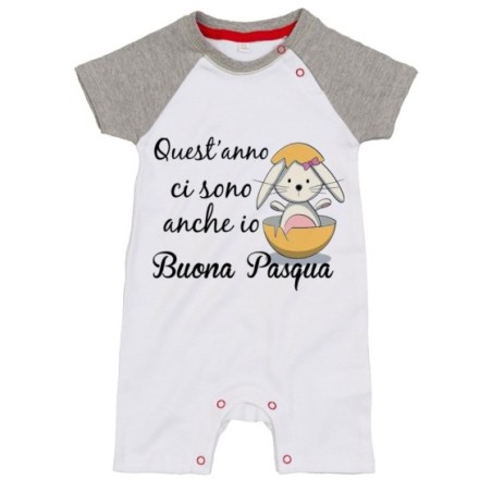 Pagliaccetto neonato quest'anno ci sono anch'io buona pasqua Pasqua