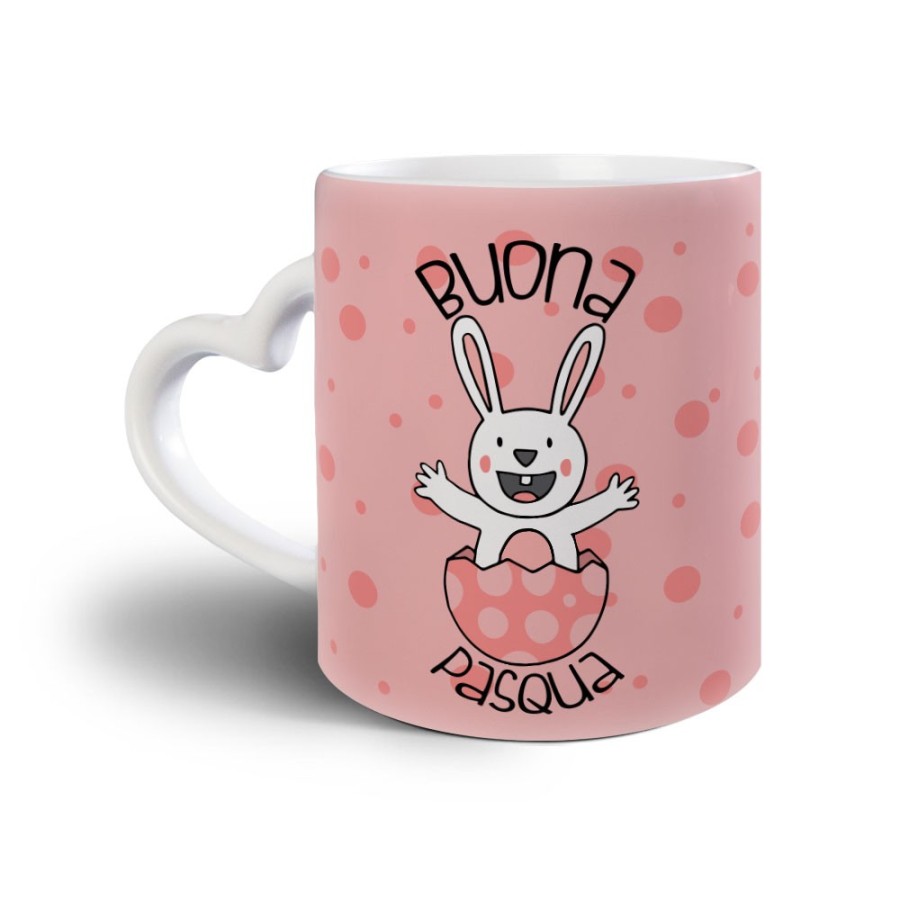 Tazza personalizzabile con nome prima pasqua coniglietto che esce dall'uovo Pasqua