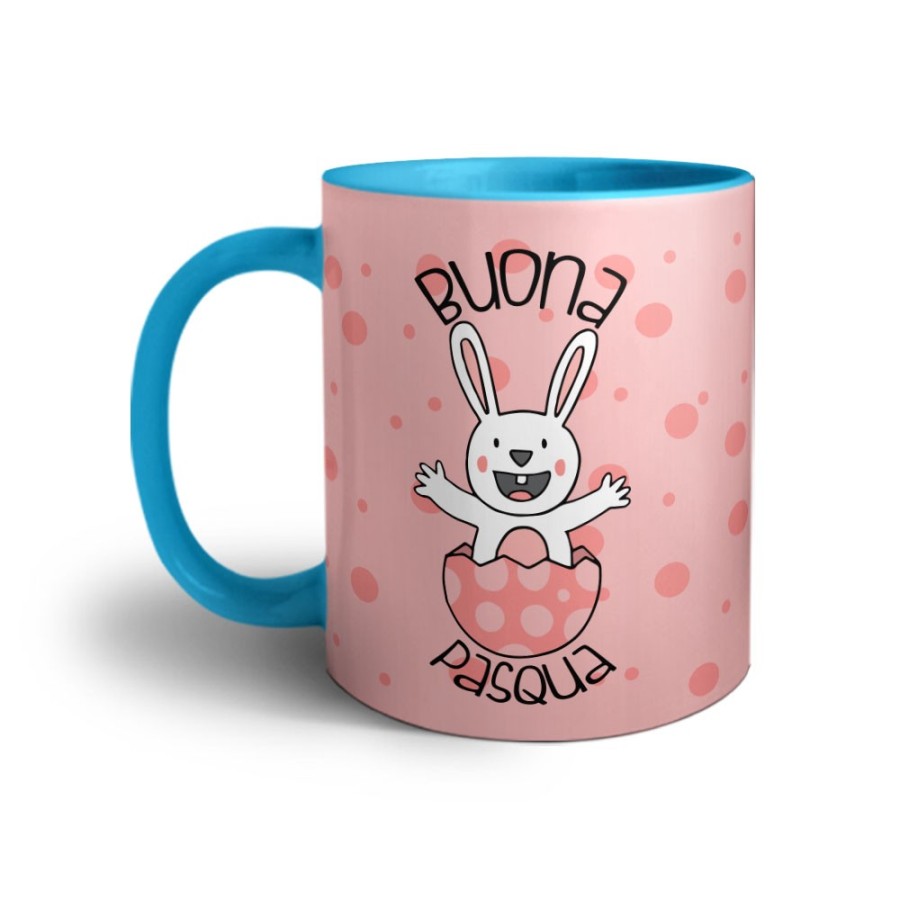 Tazza personalizzabile con nome prima pasqua coniglietto che esce dall'uovo Pasqua