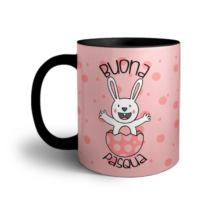 Tazza personalizzabile con nome prima pasqua coniglietto che esce dall'uovo Pasqua