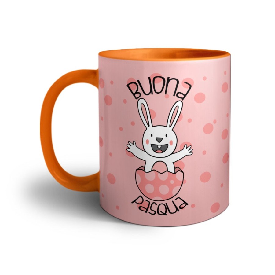 Tazza personalizzabile con nome prima pasqua coniglietto che esce dall'uovo Pasqua