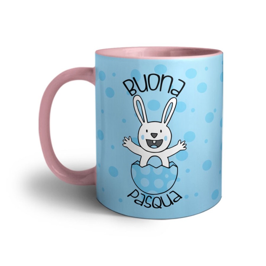Tazza personalizzabile con nome prima pasqua coniglietto che esce dall'uovo Pasqua