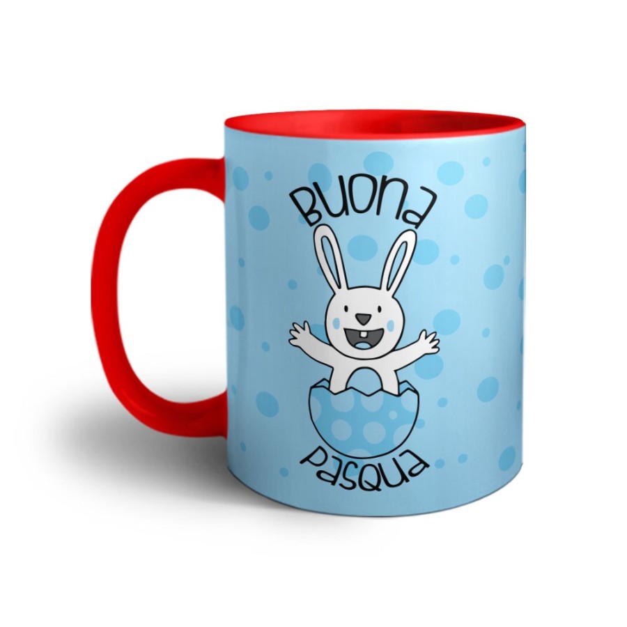 Tazza personalizzabile con nome prima pasqua coniglietto che esce dall'uovo Pasqua