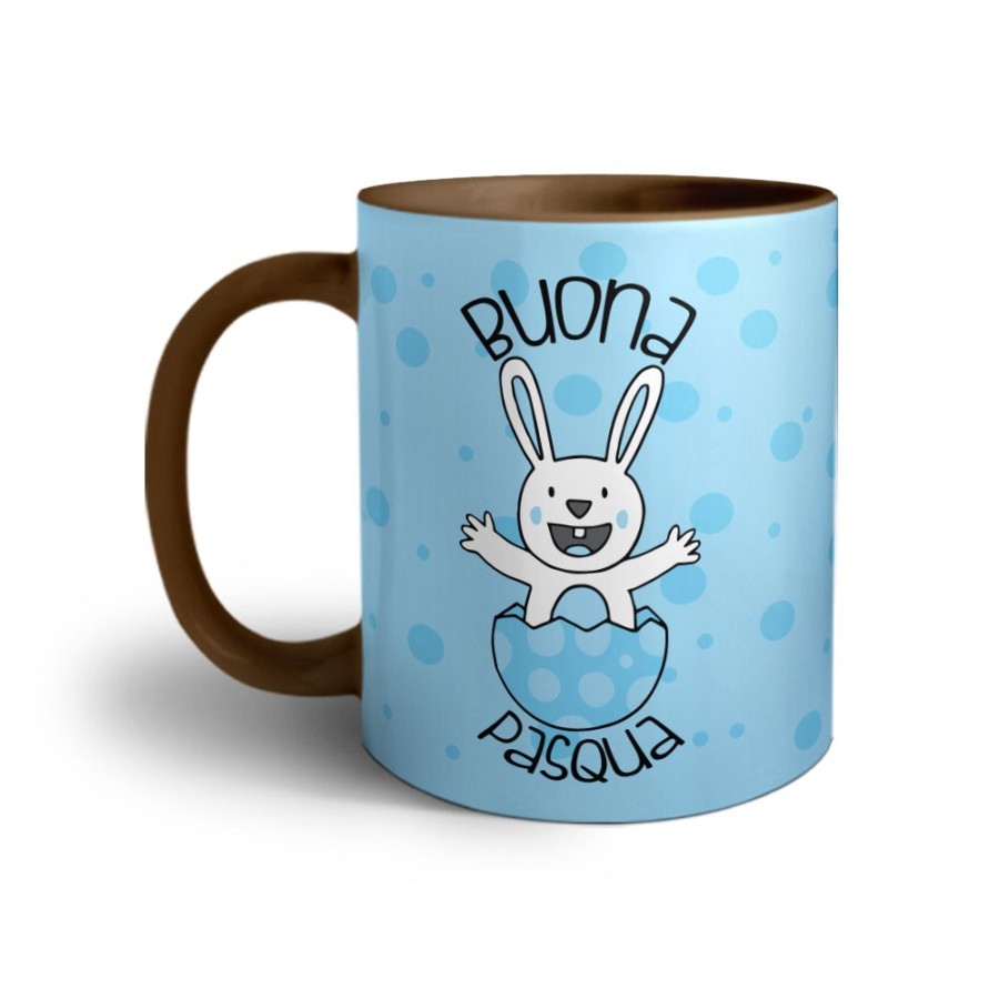Tazza personalizzabile con nome prima pasqua coniglietto che esce dall'uovo Pasqua