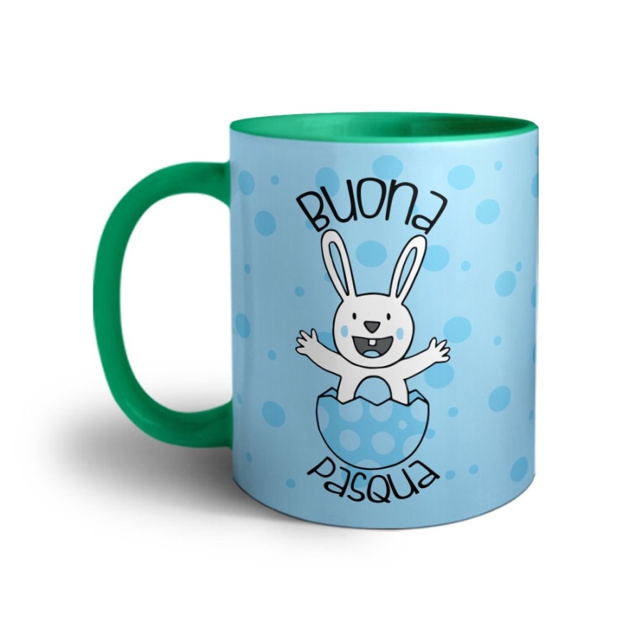 Tazza personalizzabile con nome prima pasqua coniglietto che esce dall'uovo Pasqua
