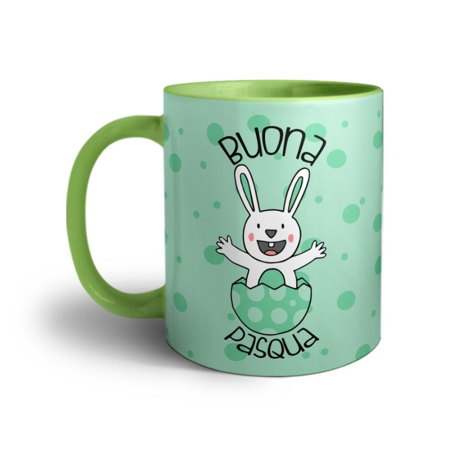 Tazza personalizzabile con nome prima pasqua coniglietto che esce dall'uovo Pasqua