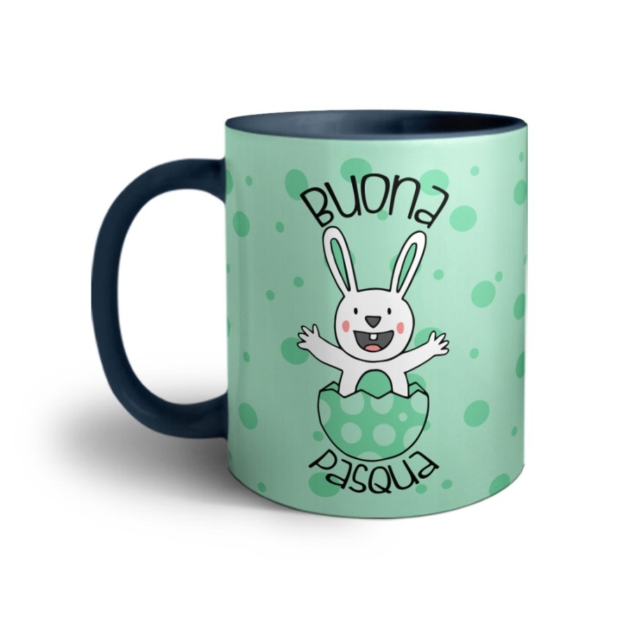 Tazza personalizzabile con nome prima pasqua coniglietto che esce dall'uovo Pasqua