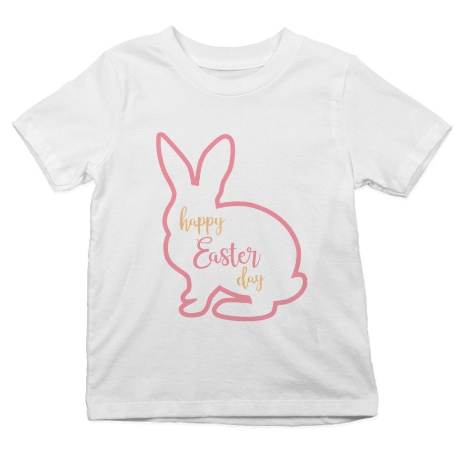 T-shirt bambino happy easter day coniglietto stilizzato Pasqua