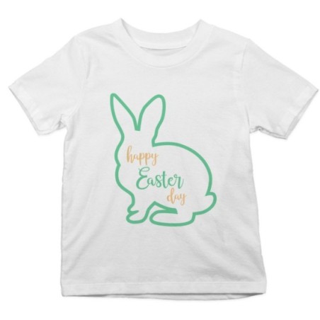 T-shirt bambino happy easter day coniglietto stilizzato Pasqua