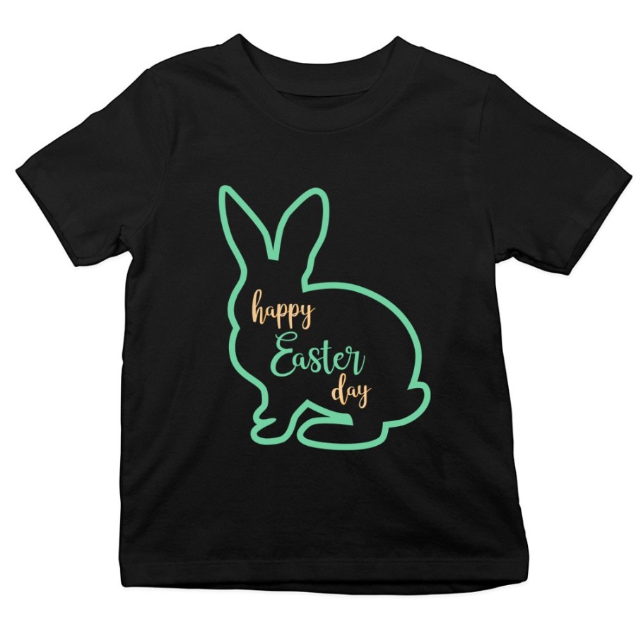 T-shirt bambino happy easter day coniglietto stilizzato Pasqua