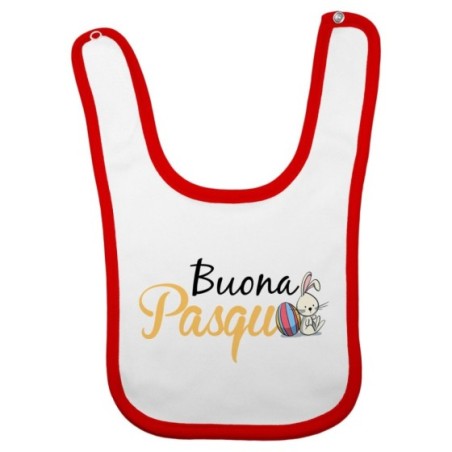 Bavaglino neonato buona pasqua coniglietto seduto