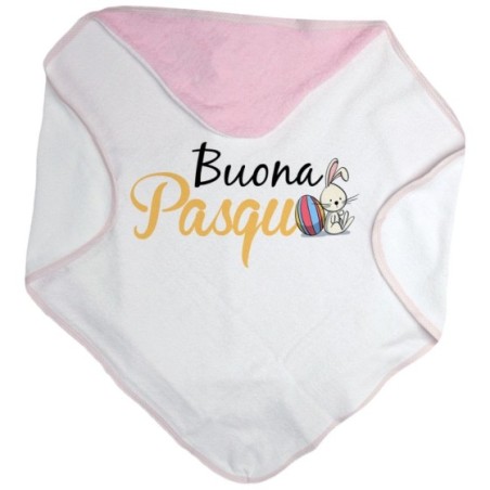Accappatoio neonato buona pasqua coniglietto seduto