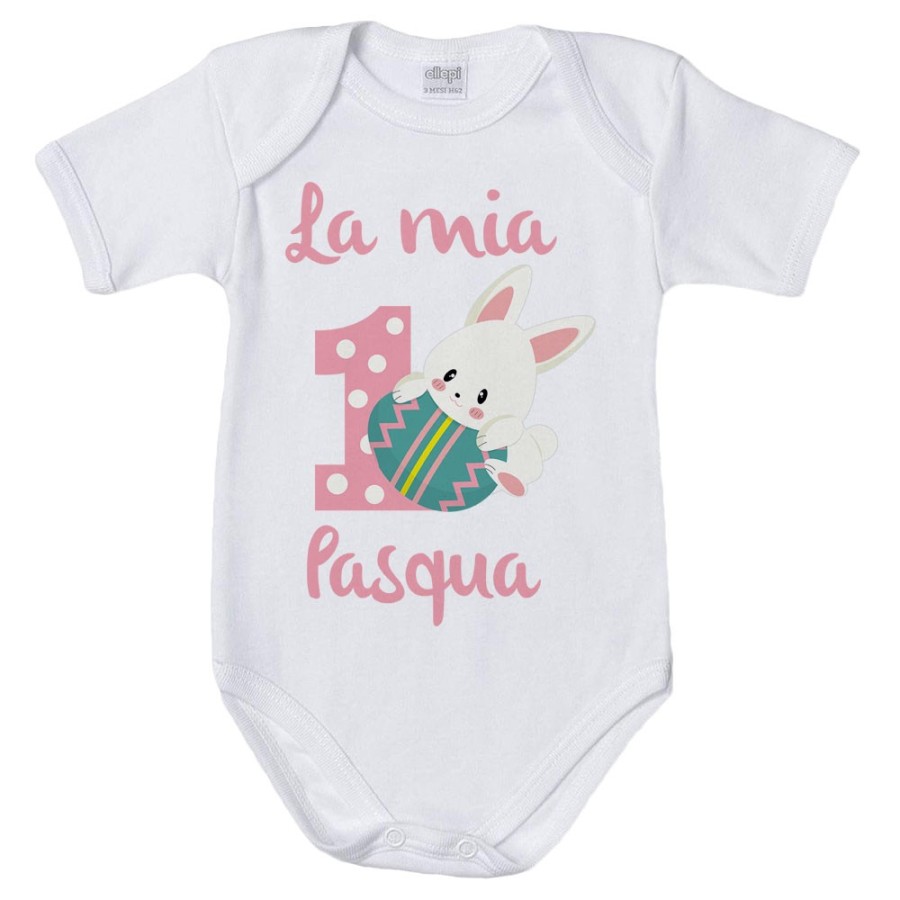 Body neonato personalizzabile con nome prima pasqua con coniglietto Pasqua
