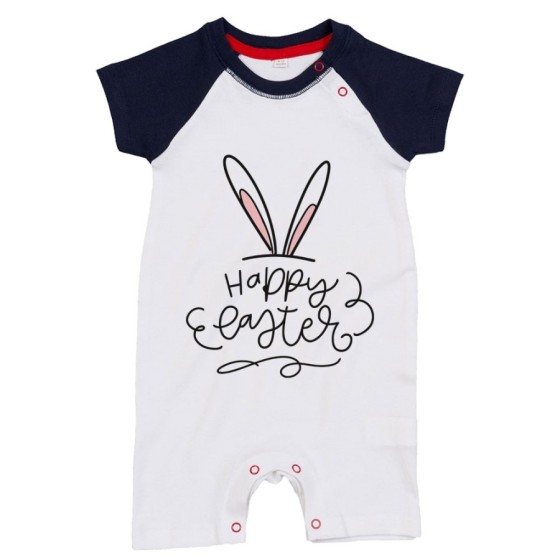 Pagliaccetto neonato happy easter orecchie di coniglio Pasqua