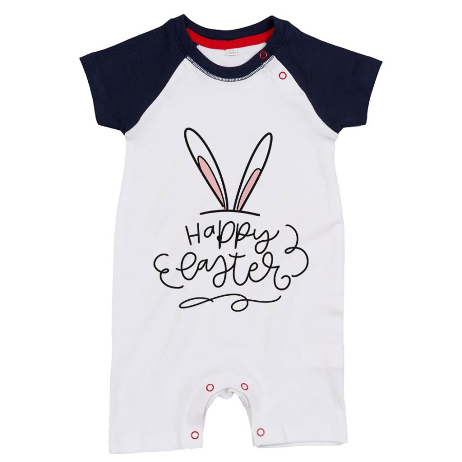 Pagliaccetto neonato happy easter orecchie di coniglio Pasqua