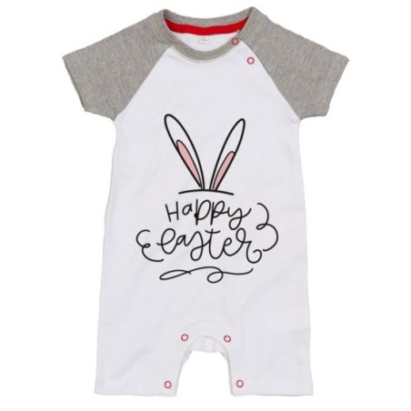 Pagliaccetto neonato happy easter orecchie di coniglio Pasqua