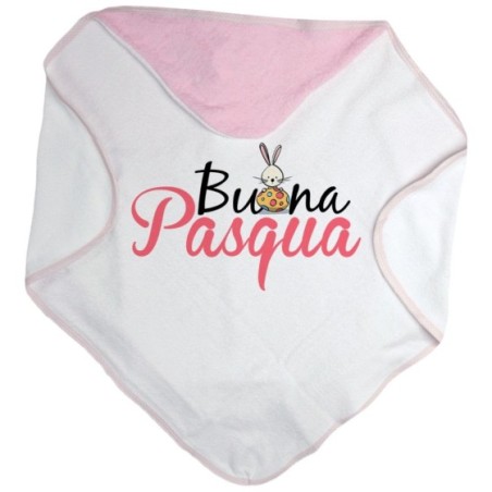 Accappatoio neonato buona pasqua con coniglietto e ovetto