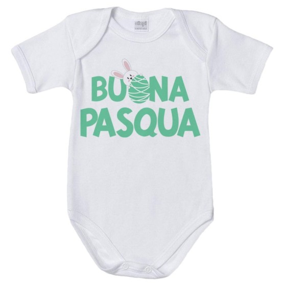 Body neonato buon pasqua con coniglietto che sbuca dall'ovetto Pasqua