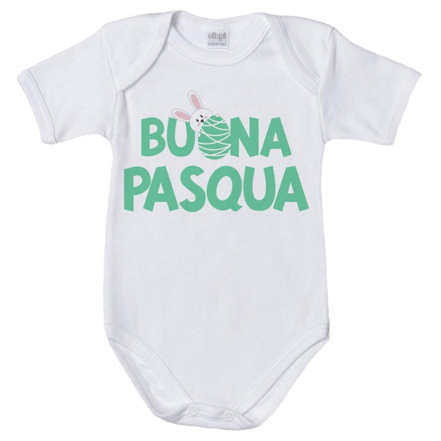 Body neonato buon pasqua con coniglietto che sbuca dall'ovetto Pasqua