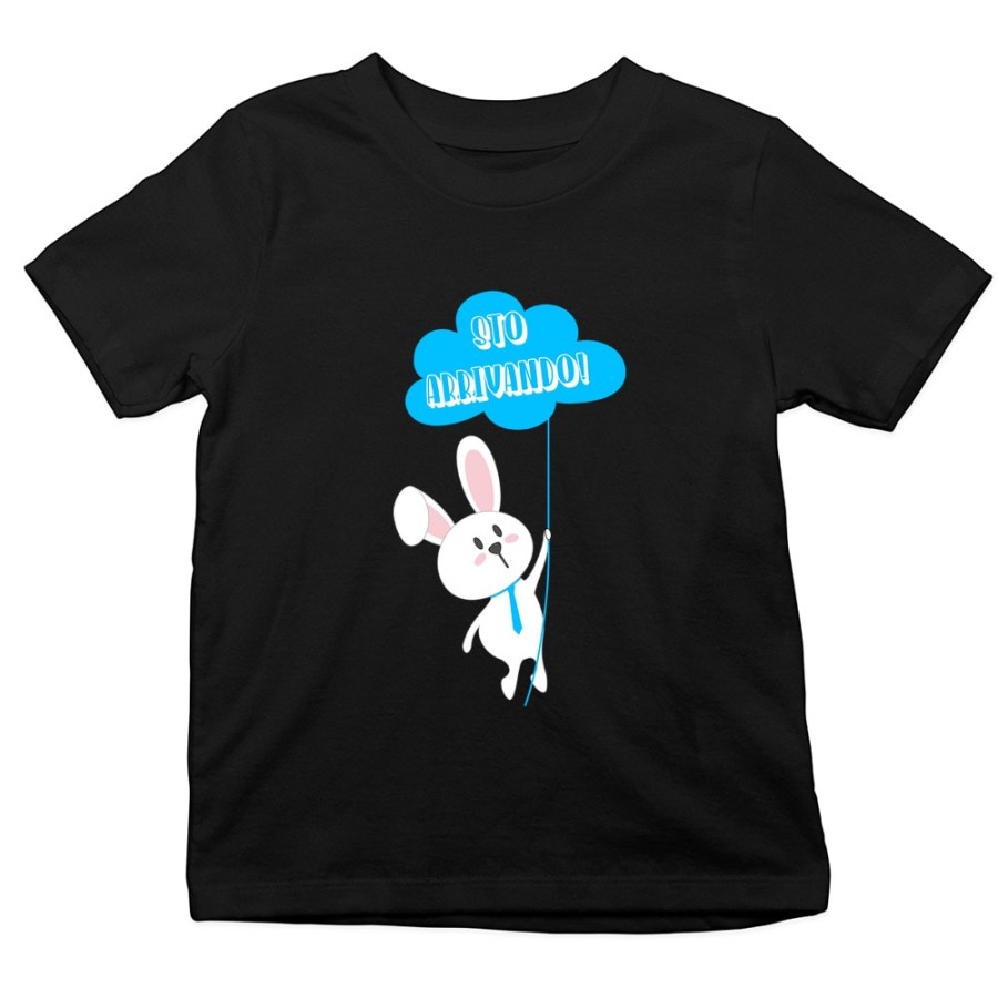 T-shirt bambino personalizzabile con nome sto arrivando coniglietto sale la fune Pasqua
