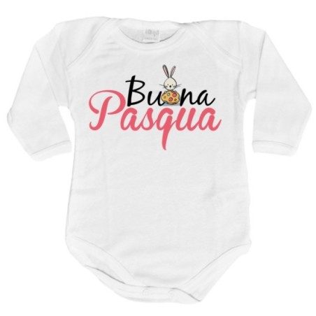 Body neonato buona pasqua con coniglietto e ovetto