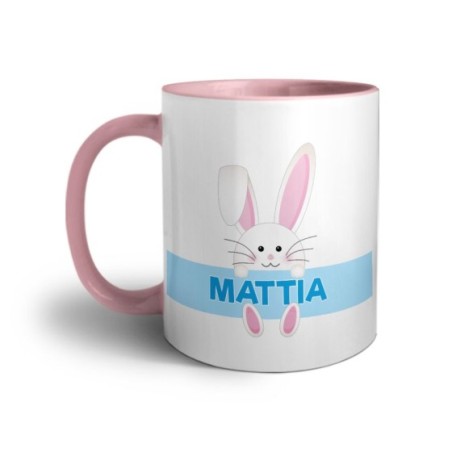 Tazza personalizzata con nome coniglietto Pasqua