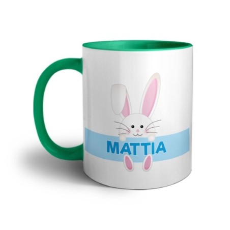 Tazza personalizzata con nome coniglietto Pasqua