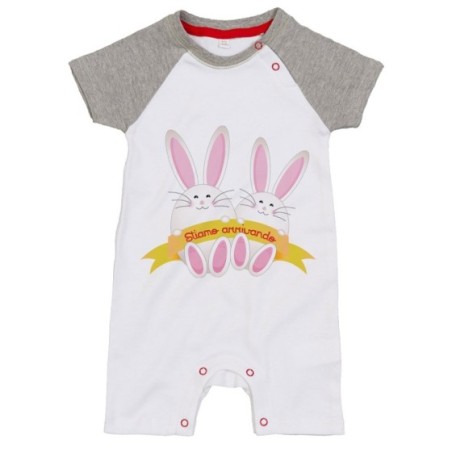 Pagliaccetto neonato personalizzabile con nomi coniglietti gemelli Pasqua