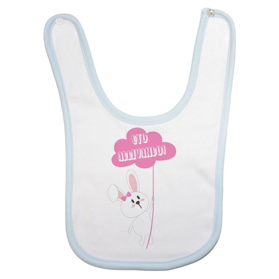Bavaglino neonato personalizzabile con nome sto arrivando coniglietto sale la fune Pasqua