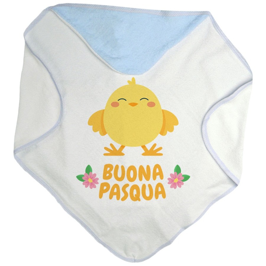 Accappatoio neonato personalizzabile con nome buona pasqua dal pulcino Pasqua