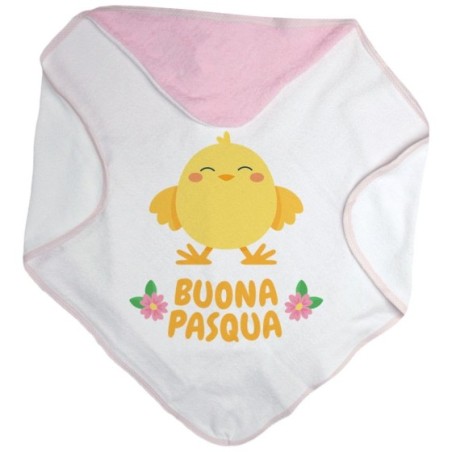 Accappatoio neonato personalizzabile con nome buona pasqua dal pulcino Pasqua