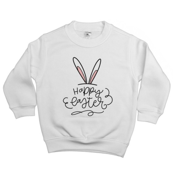 Felpa bambino happy easter orecchie di coniglio Pasqua