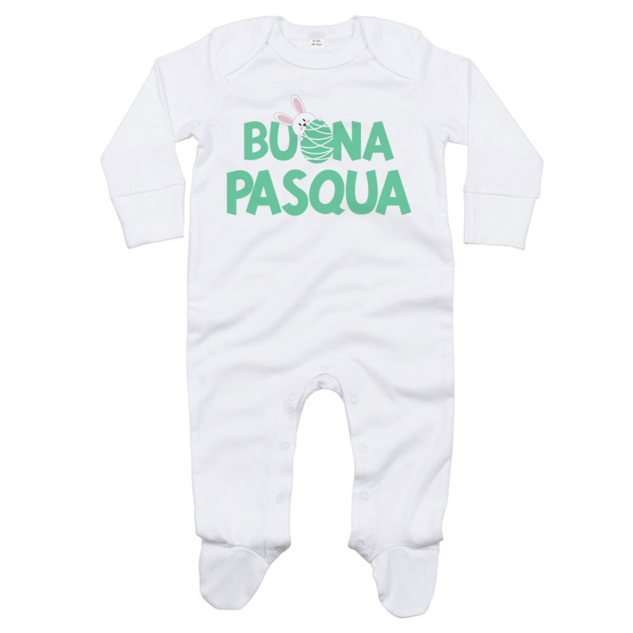 Tutina neonato buon pasqua con coniglietto che sbuca dall'ovetto Pasqua