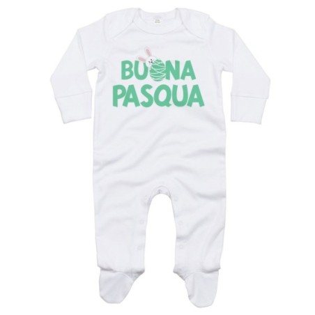 Tutina neonato buon pasqua con coniglietto che sbuca...