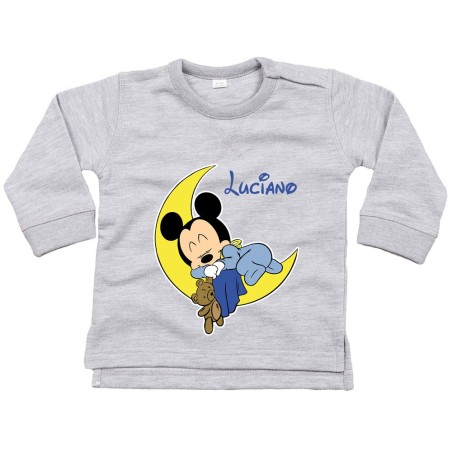 Felpa neonato personalizzata con nome topolino sleeping