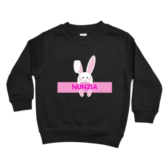 Felpa bambino personalizzata con nome coniglietto Pasqua