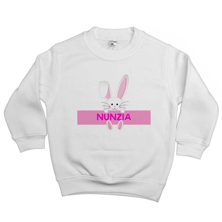 Felpa bambino personalizzata con nome coniglietto Pasqua