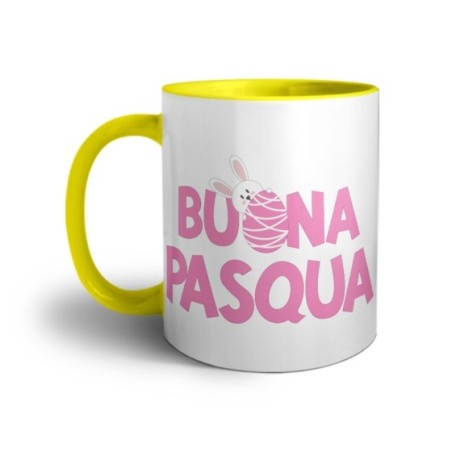 Tazza buon pasqua con coniglietto che sbuca dall'ovetto Pasqua