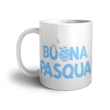 Tazza buon pasqua con coniglietto che sbuca dall'ovetto Pasqua