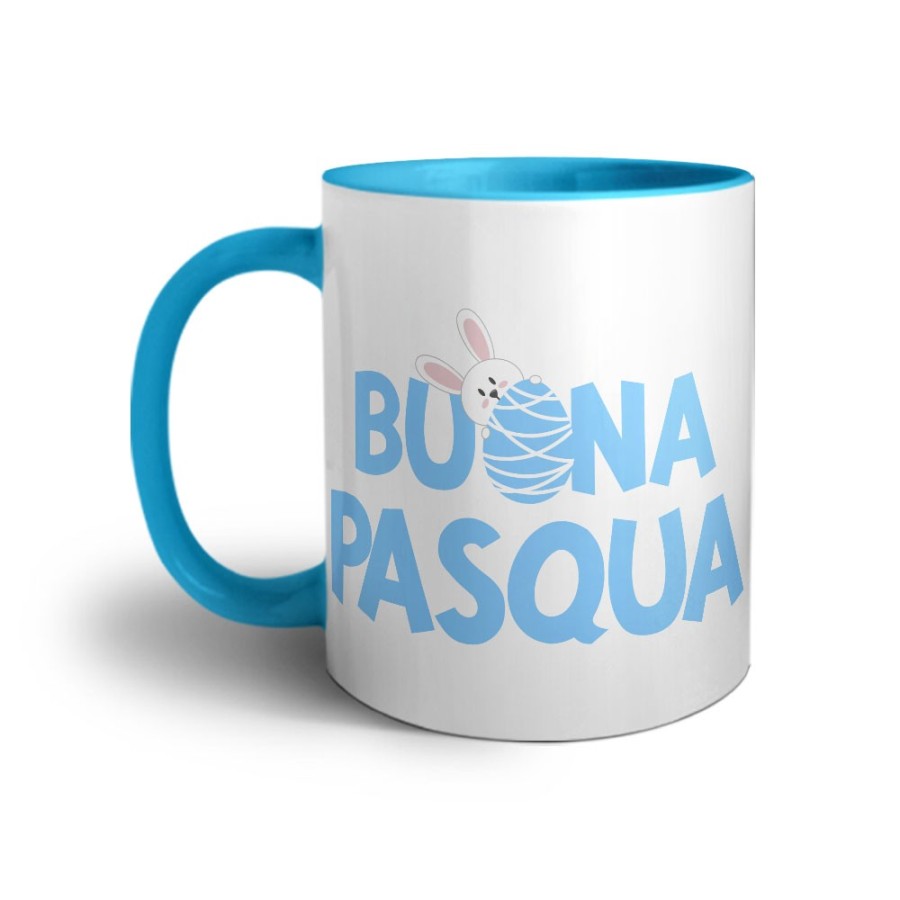 Tazza buon pasqua con coniglietto che sbuca dall'ovetto Pasqua