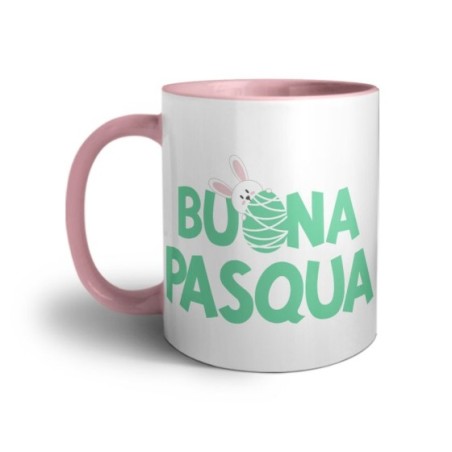 Tazza buon pasqua con coniglietto che sbuca dall'ovetto Pasqua