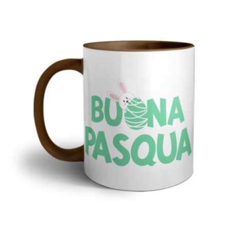 Tazza buon pasqua con coniglietto che sbuca dall'ovetto Pasqua