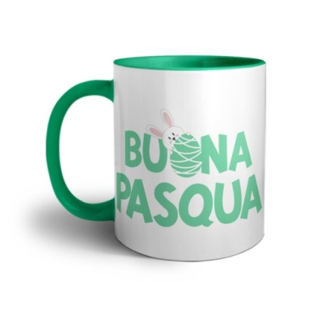 Tazza buon pasqua con coniglietto che sbuca dall'ovetto Pasqua