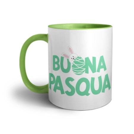 Tazza buon pasqua con coniglietto che sbuca dall'ovetto Pasqua
