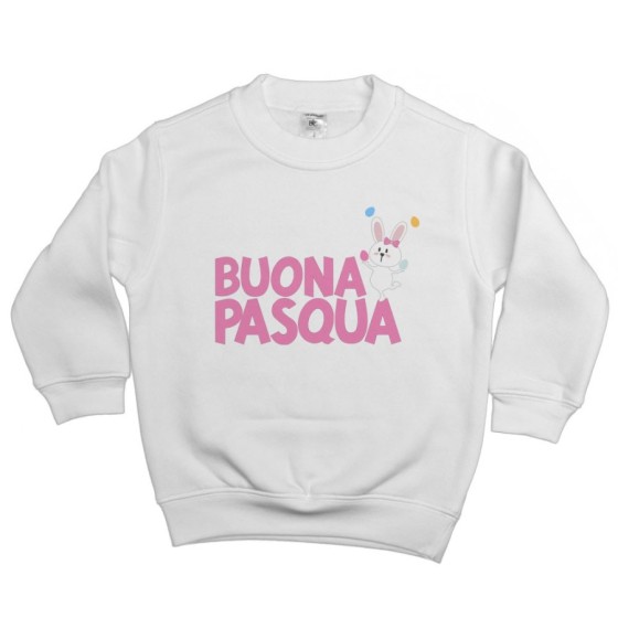 Felpa bambino buona pasqua con con coniglietto giocoliere Pasqua